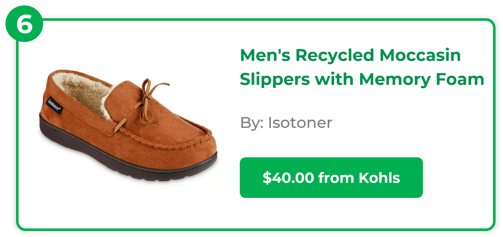 Men’s Recycled Moccasin Slippers with Memory Foam - Isotoner
