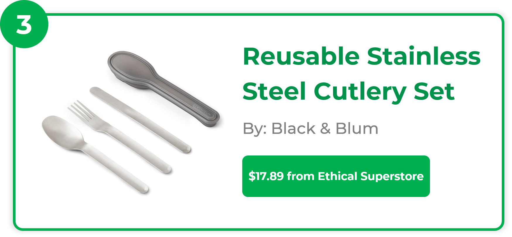 Reusable Stainless Steel Cutlery Set - Black & Blum