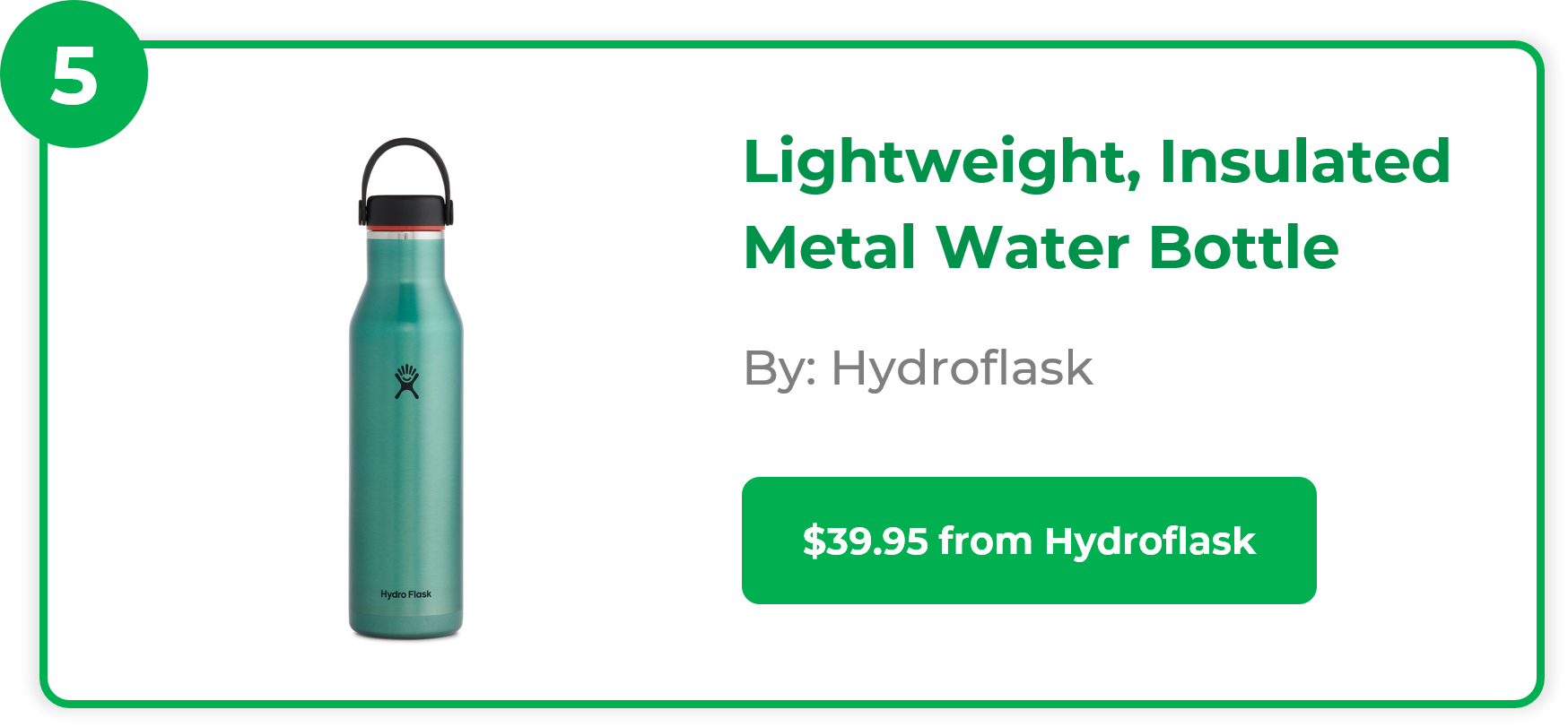 Lightweight Insulated Metal Water Bottle - Hydroflask
