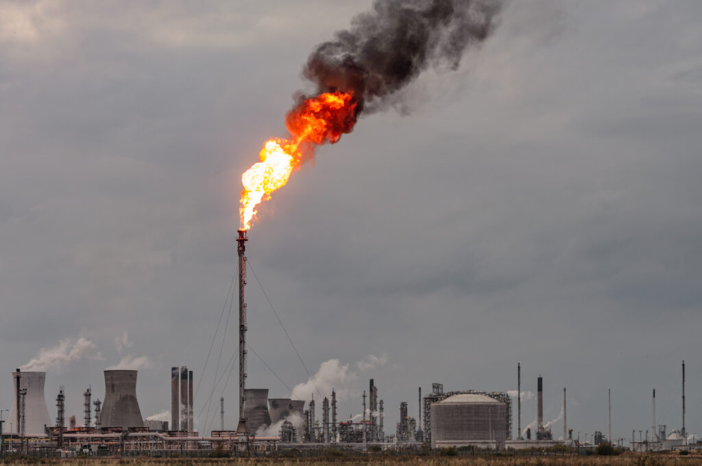 Oil refinery flare stack
